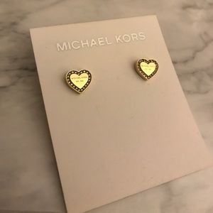 Gold MK Heart Earrings